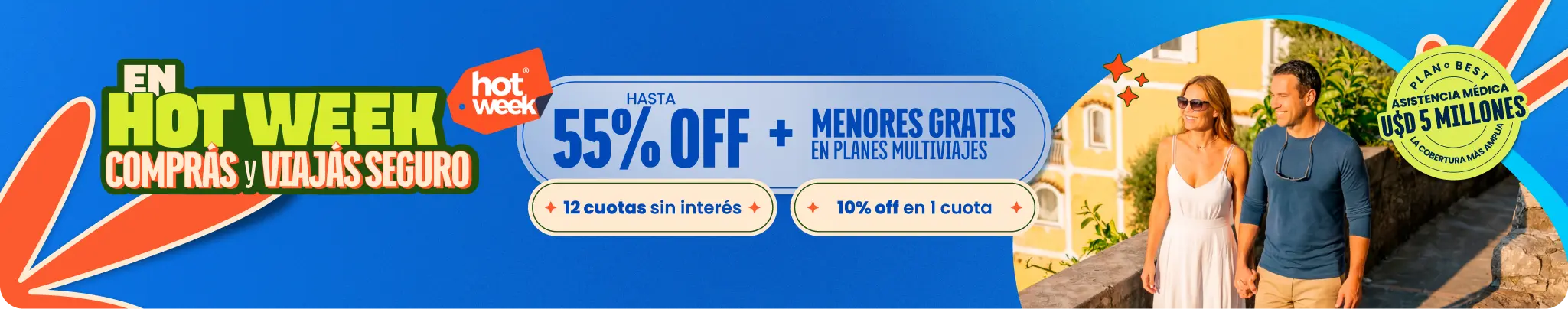Hot Week en Universal Assistance: Hasta 55% OFF + gratis para menores en planes multiviajes. 12 cuotas sin interés + 10% OFF en 1 cuota
