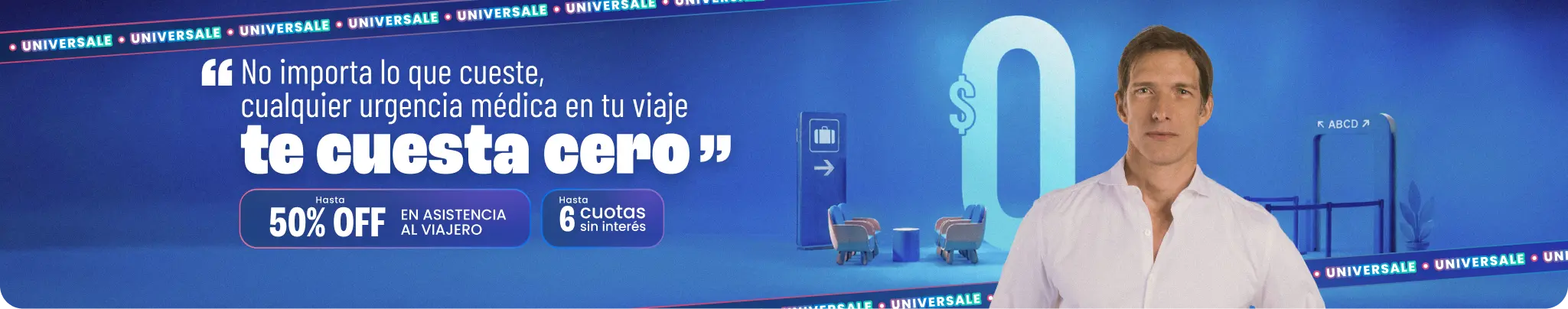 No importa lo que cueste, cualquier urgencia médica en tu viaje te cuesta cero. Hasta 50% OFF + gratis para menores en planes multiviajes + hasta 6 cuotas sin interés