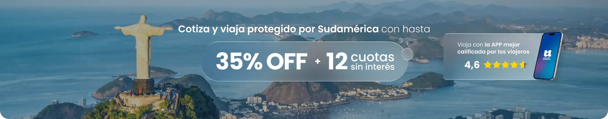 Viaja protegido por sudamérica con hasta 35% OFF + 12 cuotas sin interés